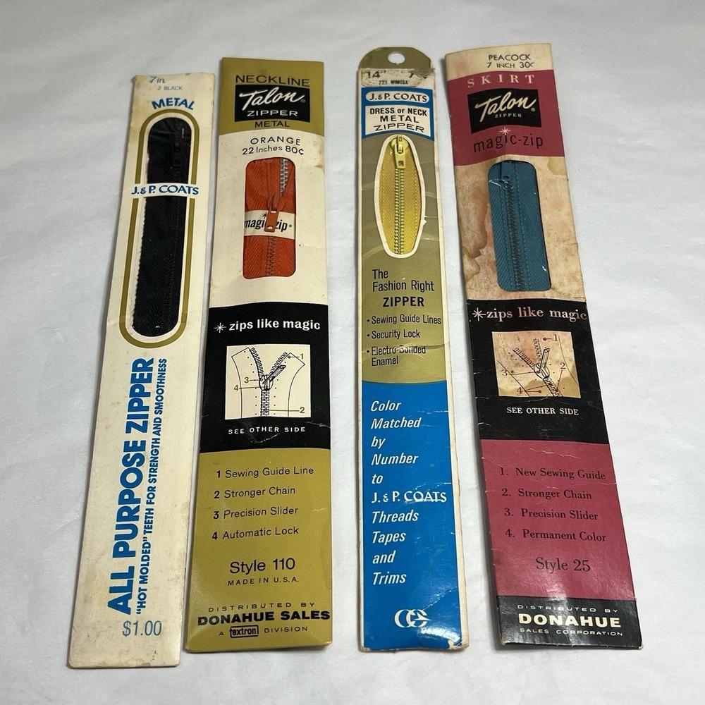 4 Vintage NOS‎ Talon Separating Zippers New Old Stock J&P Coats